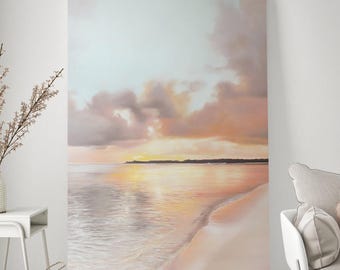 Sea Painting | Seascape Painting Canvas | Seascape Oil Painting on Canvas | Pink Seascape Painting | Seascape Original wall art |Pink Dreams