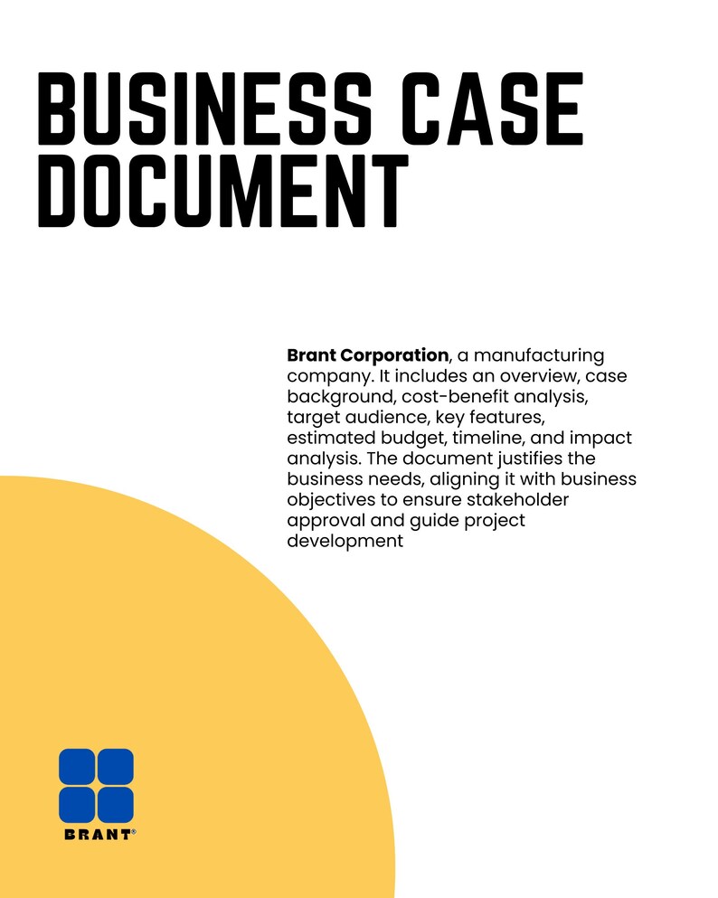 Editable Business Case Template: MS Word, Project Management (digital ...