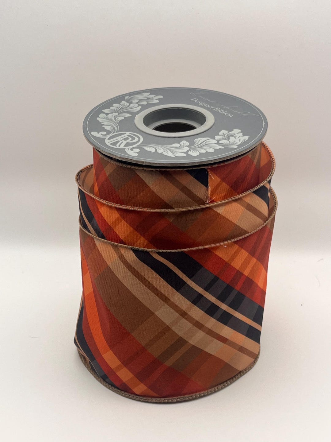 Fall Holiday Ribbon 4 Inch Fall Plaid Ribbon – Rust Orange Terra Diagonal Wired Ribbon, 10 ...