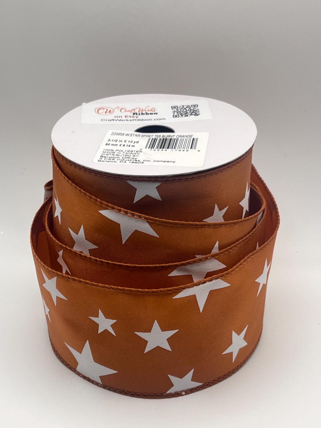 Burnt Orange Star Wired Ribbon, Fall Ribbon, Halloween Ribbon ...