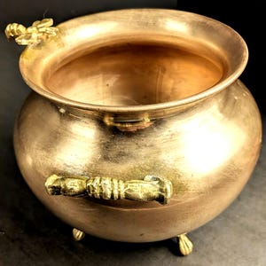 Vintage Copper Brass Bee Cachepot, Footed Planter, Cottage Garden Decor Vessel