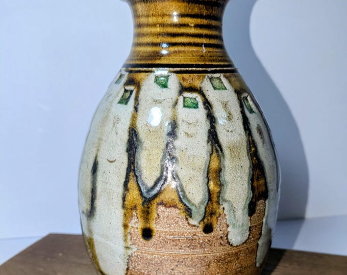 Vintage Studio Art Pottery Vase, Mid Century Modern Drip Glaze Ceramic ...