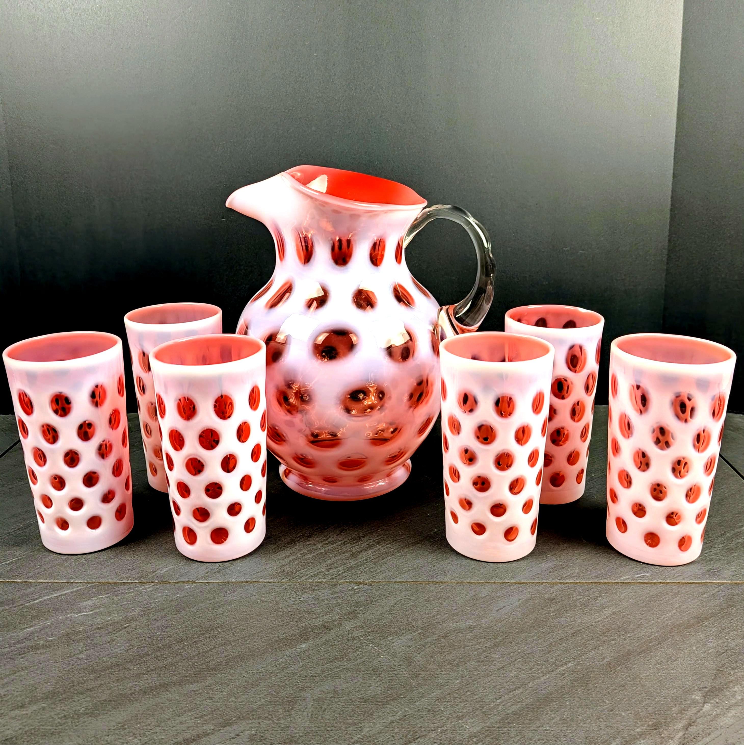 Fenton Cranberry Coin Dot Pitcher - Etsy
