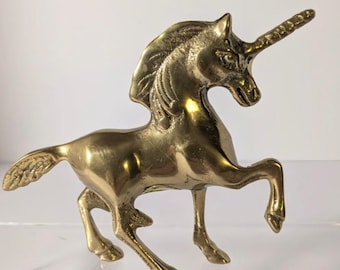 Vintage Brass Unicorn Figurine | Mid-Century Fantasy Decor