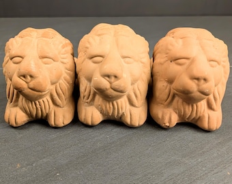 Vintage NorCal Terracotta Lion Plant Pot Feet Set of 3 Clay Pot Risers Garden Planter Stands Patio Decor