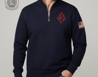 Embroidered J.E.E Quarter Zip Sweatshirt – Epstein Meme Sweater - Dark Humor Gift