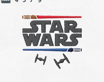 Star Wars-borduurmachinebestand, lichtzwaard-logoontwerp, borduurpatroon direct downloaden