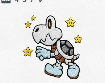 Dry Bones Stickdatei, Super Mario, Schildkröte Cartoon Stickdatei