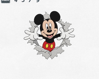 Embroidery File Cartoon Mouse Character Breaking Wall, Digital Machine Embroidery