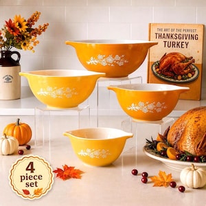 Vintage Pyrex Butterfly Gold Cinderella Bowl Set 441 442 443 444 Complete Nesting