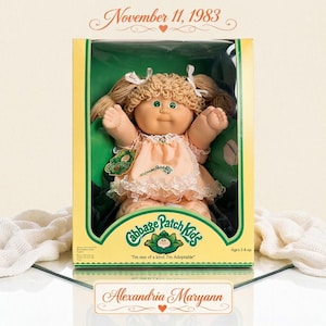 Vintage 1983 Cabbage Patch Kid Doll Personalized Alexandria Maryann Birthday Keepsake