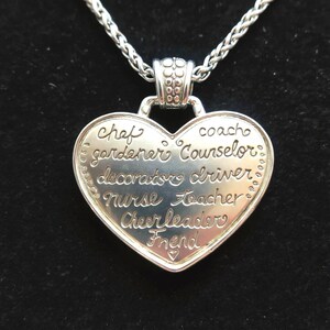 “Chef, Gardener, Decorator, Nurse, Cheerleader, Friend, Coach, Counselor, Driver, Teacher — a heart that honors every role they lovingly carry.”