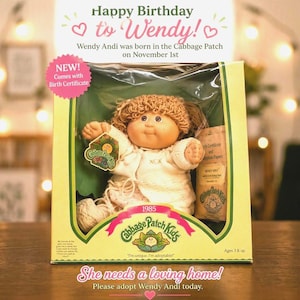 1985 • (NEW) • Cabbage Patch Kids Wendy Andi • Original Box & Papers • Green Eyes