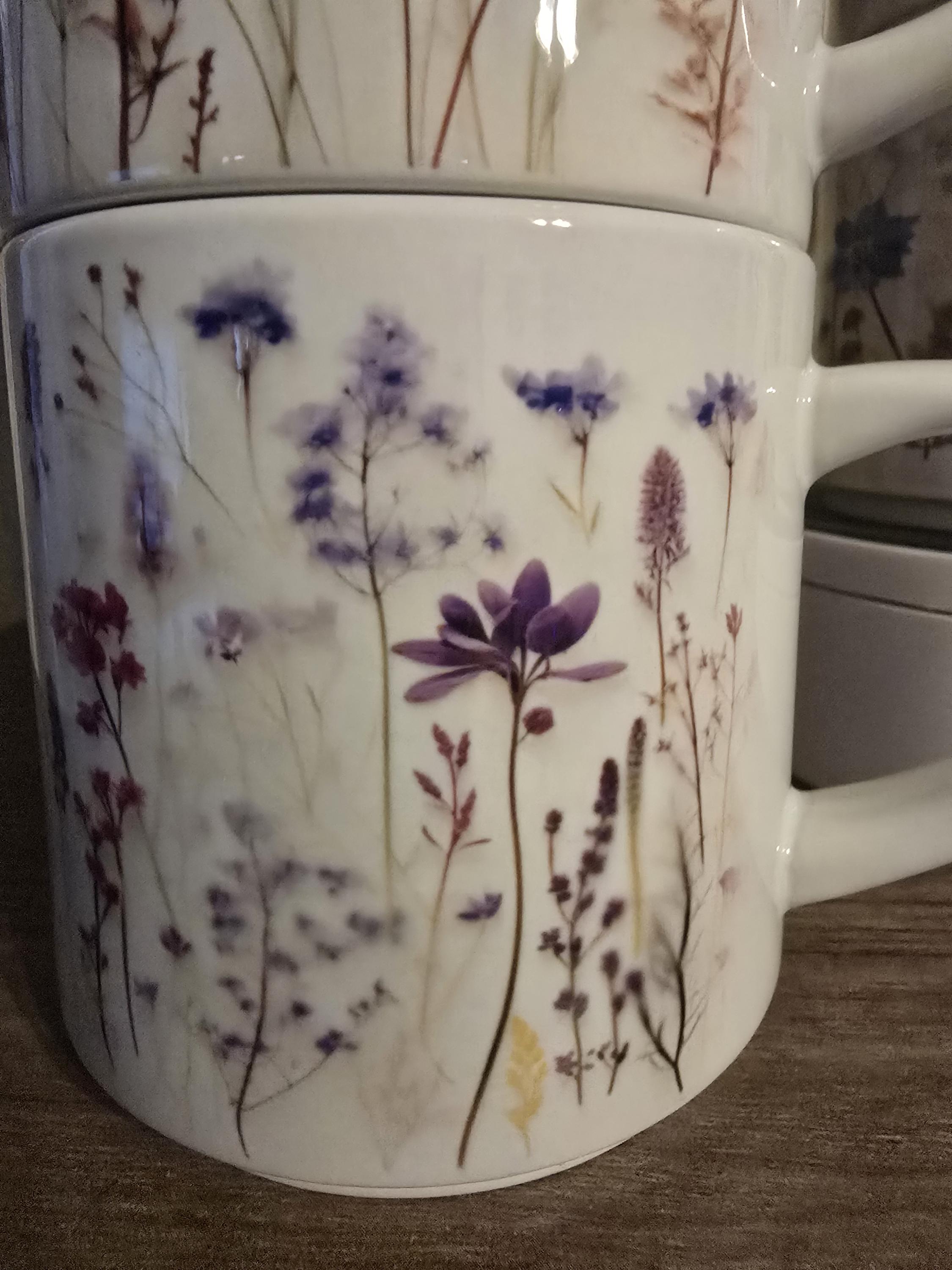 Wildflower Stacking Mugs, Floral Ceramic Coffee Cups, Set of 4 - Etsy