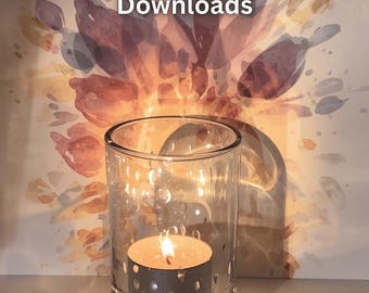 Kaarsgloed aquarel kunstafdruk | Modern spiritueel decor (digitale download)