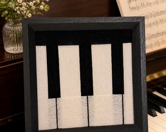 Handcrafted Piano Yarn Art Wall Decor – Modern String Art Frame | Handmade Fiber Art