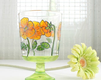 Glass Tea Light Holder Hand Painted Glass Candle Holder Tea Light Holder Glass Home Decoration Yellow Pansy Design Ready to Ship Item