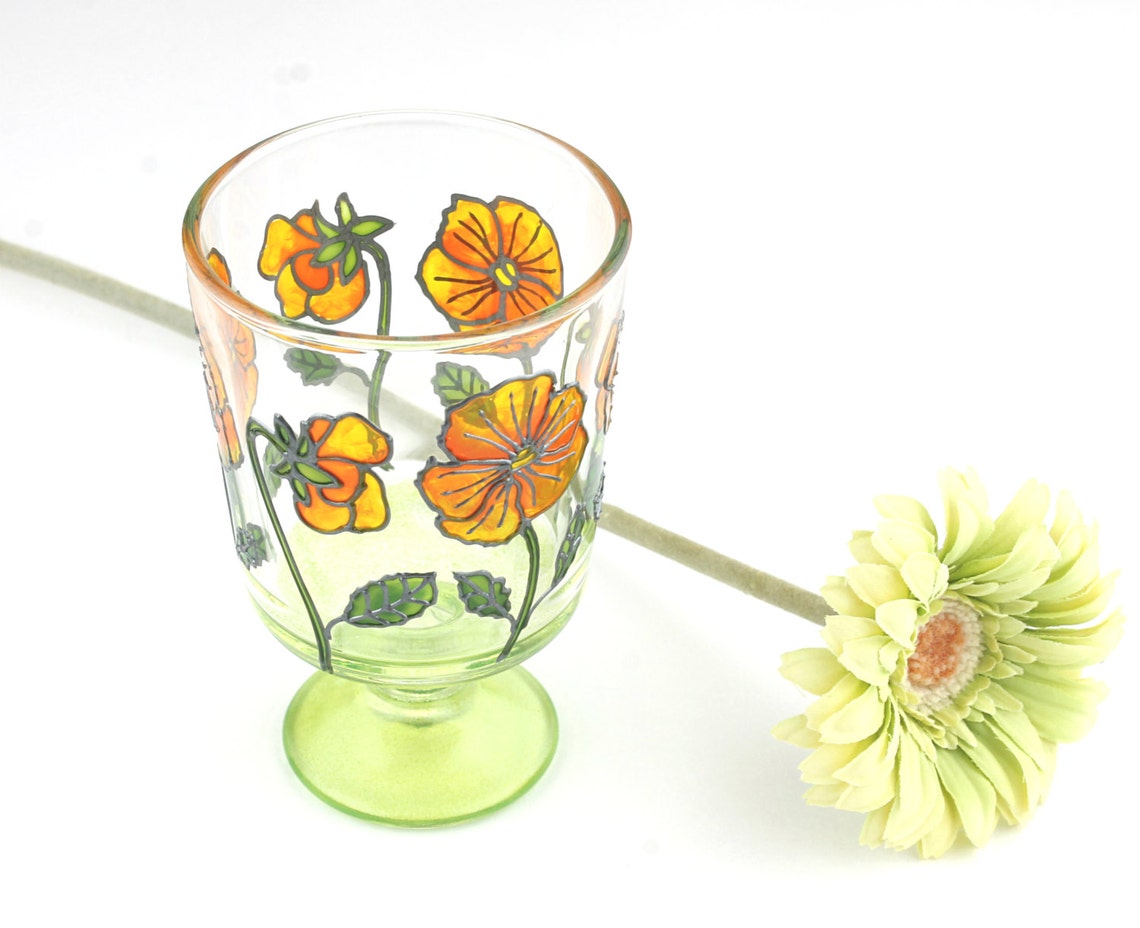 Glass Tea Light Holder Hand Painted Glass Candle Holder Tea Etsy