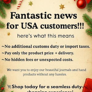 May include: A festive advertisement with text "Fantastic news for USA customers!!!" framed by Christmas decorations. The announcement highlights no customs duty, product price plus delivery, and no hidden fees. The Maverick Crafts logo is at the top.