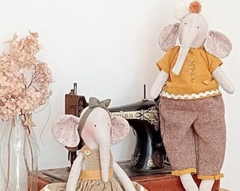 Kids room nordic projects-sewing pattern-nordic style-elephant doll istant download