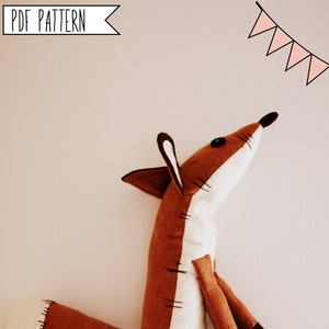 Pdf sewing pattern Fox Stuffed Animal Fox plush toy pattern, FREE SHIPPING image 1