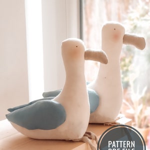 Pdf sewing pattern seagull, seagull soft toy, download file
