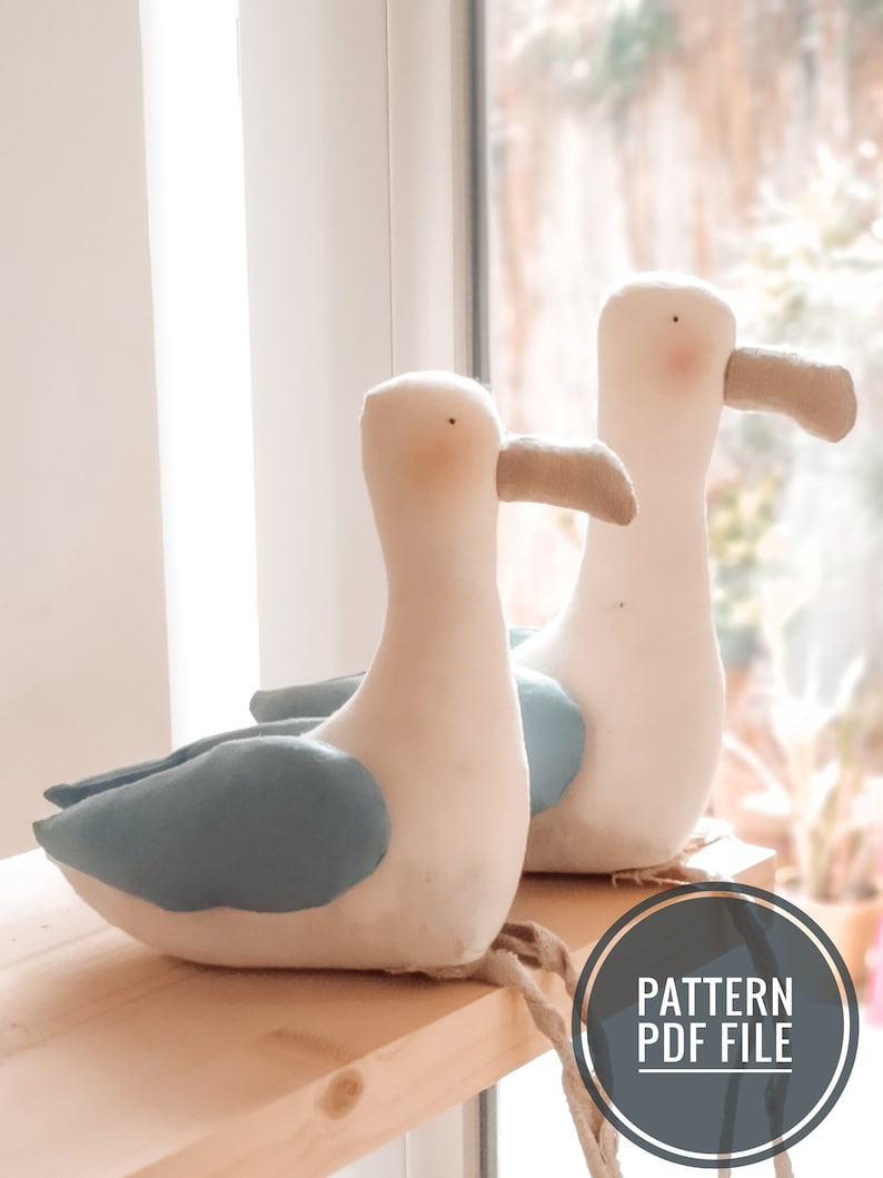 Pdf sewing pattern seagull, seagull soft toy, download file image 1