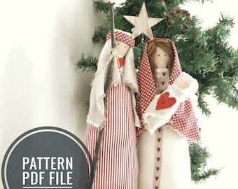 Christmas Nativity Pattern,PDF Sewing pattern Festive Nordic,Christmas doll pattern,Nativity Sewing diy, free shipping