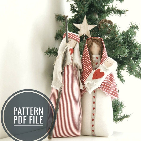 Christmas Nativity Pattern,PDF Sewing pattern Festive Nordic,Christmas doll pattern,Nativity Sewing diy, free shipping