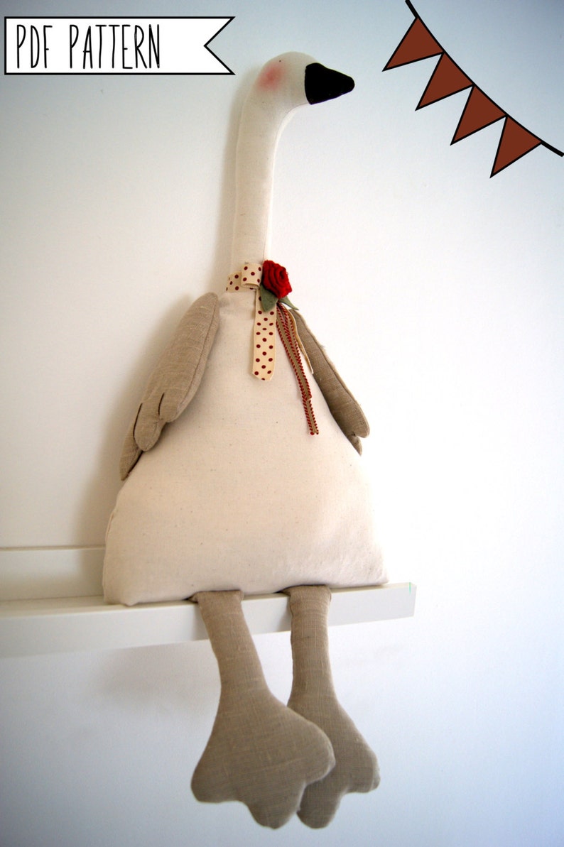 Pdf Sewing Pattern Goose, Soft goose, Softie Pattern, Cloth, Rag Doll, Home Decoration pattern, Stop Door, Toy, Free Shipping image 2
