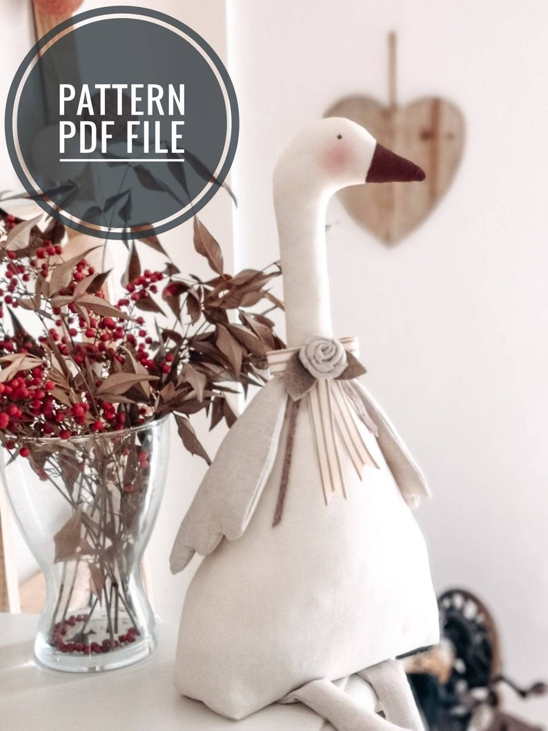 Pdf Sewing Pattern Goose, Soft goose, Softie Pattern, Cloth, Rag Doll, Home Decoration pattern, Stop Door, Toy, Free Shipping image 1