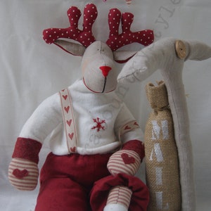 Christmas Reindeers Pattern ,PDF Sewing pattern for a Reindeer postman Festive Nordic,christmas patterns,Toy Reindeer Deer Sewing diy image 2