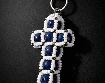 Moonlit Cross Keychain | Dark Academia Faith Charm | Handmade Gothic Bag Accessory | Fantasy Aesthetic