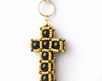 Midnight Cathedral Cross Keychain | Gothic Faith Charm | Handmade Christian Accessory | Dark Fantasy Gift