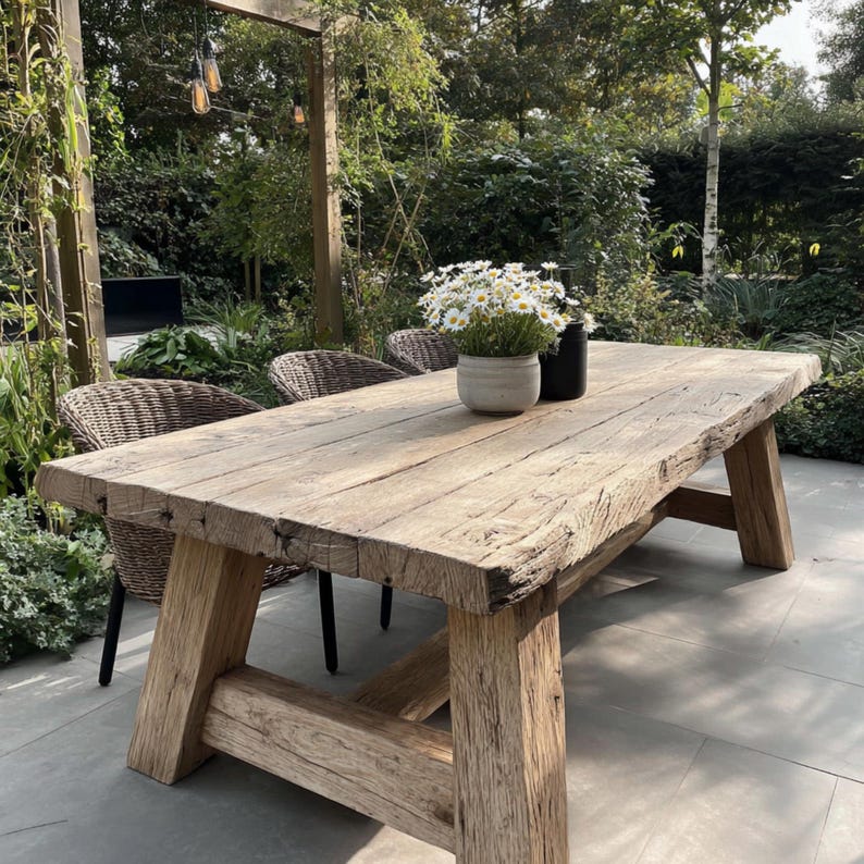 Handmade Solid Wood Dining Table – Rustic Farmhouse Kitchen Table ...