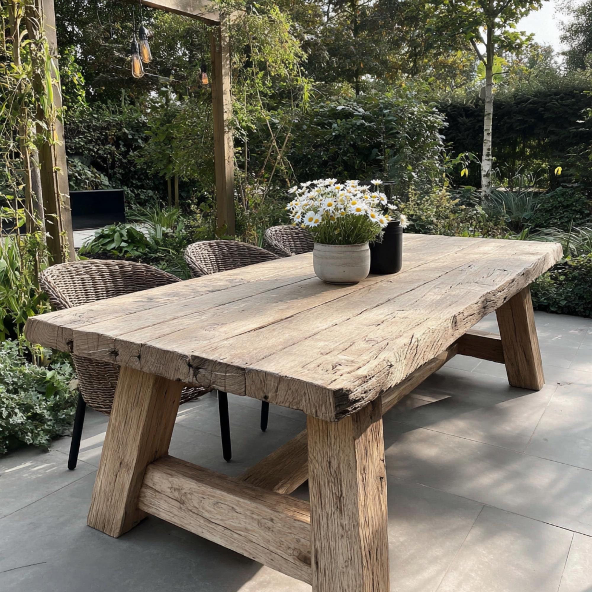 Handmade Solid Wood Dining Table – Rustic Farmhouse Kitchen Table ...