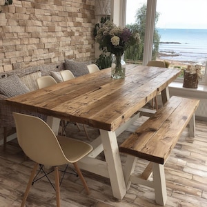 Wooden Table - Rustic Table - Dining Table - Kitchen Table - Farmhouse Table - Wood Table - Handmade Rustic Solid Wooden Table