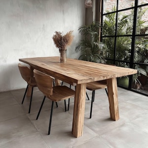 Rustic Wooden Table - Dining Table - Kitchen Table - Farmhouse Table - Wood Table - Handmade Rustic Solid Wooden Dining Table