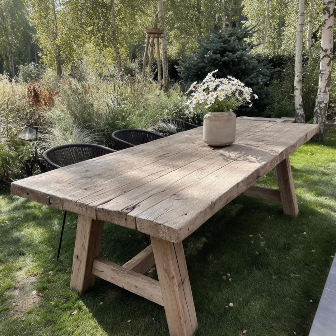 Handmade Solid Wood Dining Table – Rustic Farmhouse Kitchen Table ...