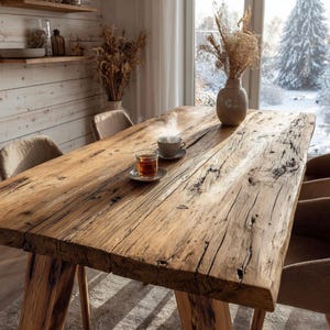 Rustic Wooden Table - Dining Table - Kitchen Table - Wood Table - Farmhouse Table - Handmade Rustic Wooden Dining Table