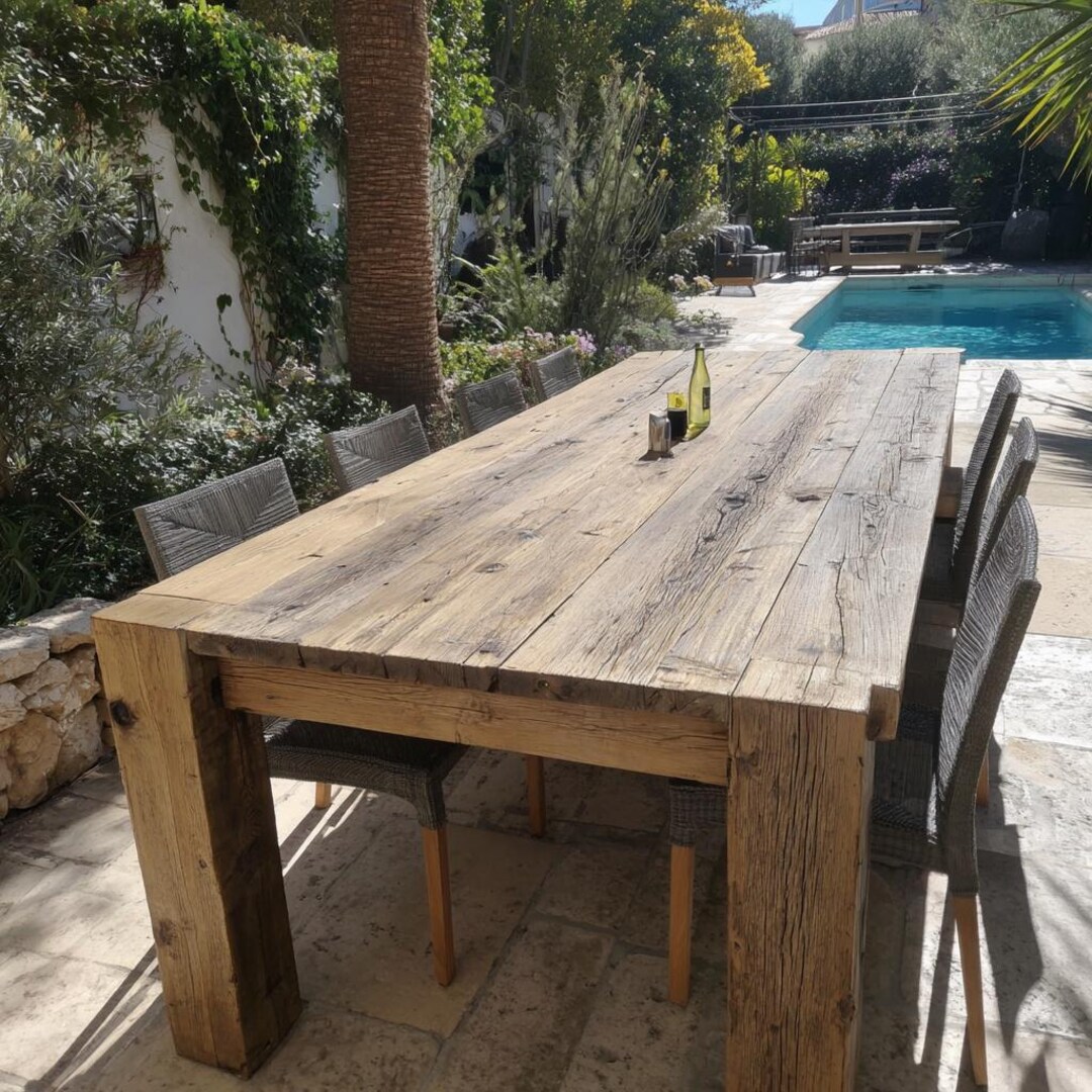 Handmade Rustic Wooden Dining Table – Custom Solid Wood Kitchen Table ...