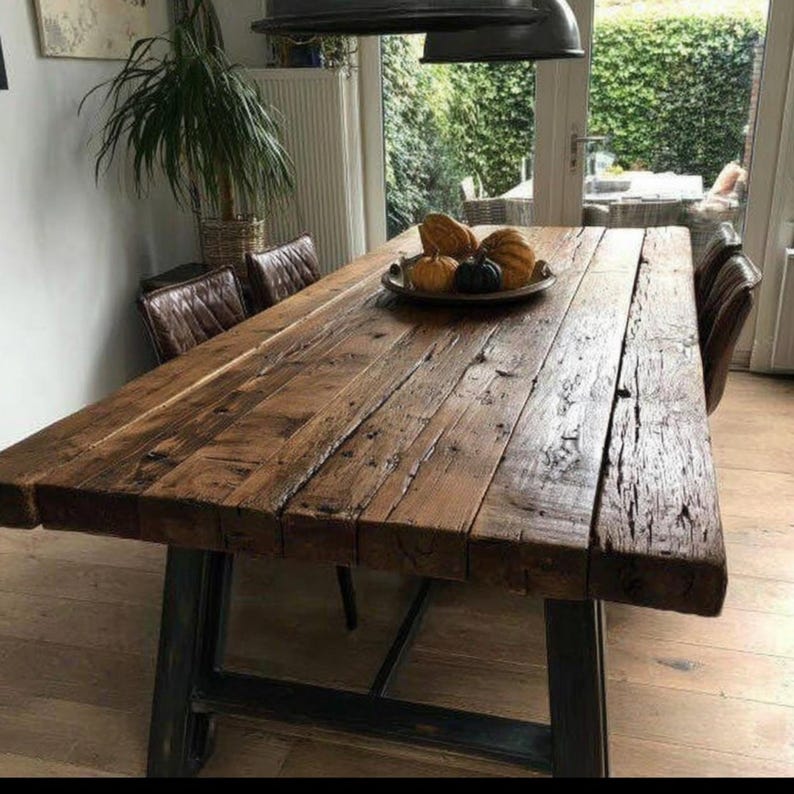 Rustic Reclaimed Wood Dining Table, Farmhouse Style Kitchen Table - Etsy