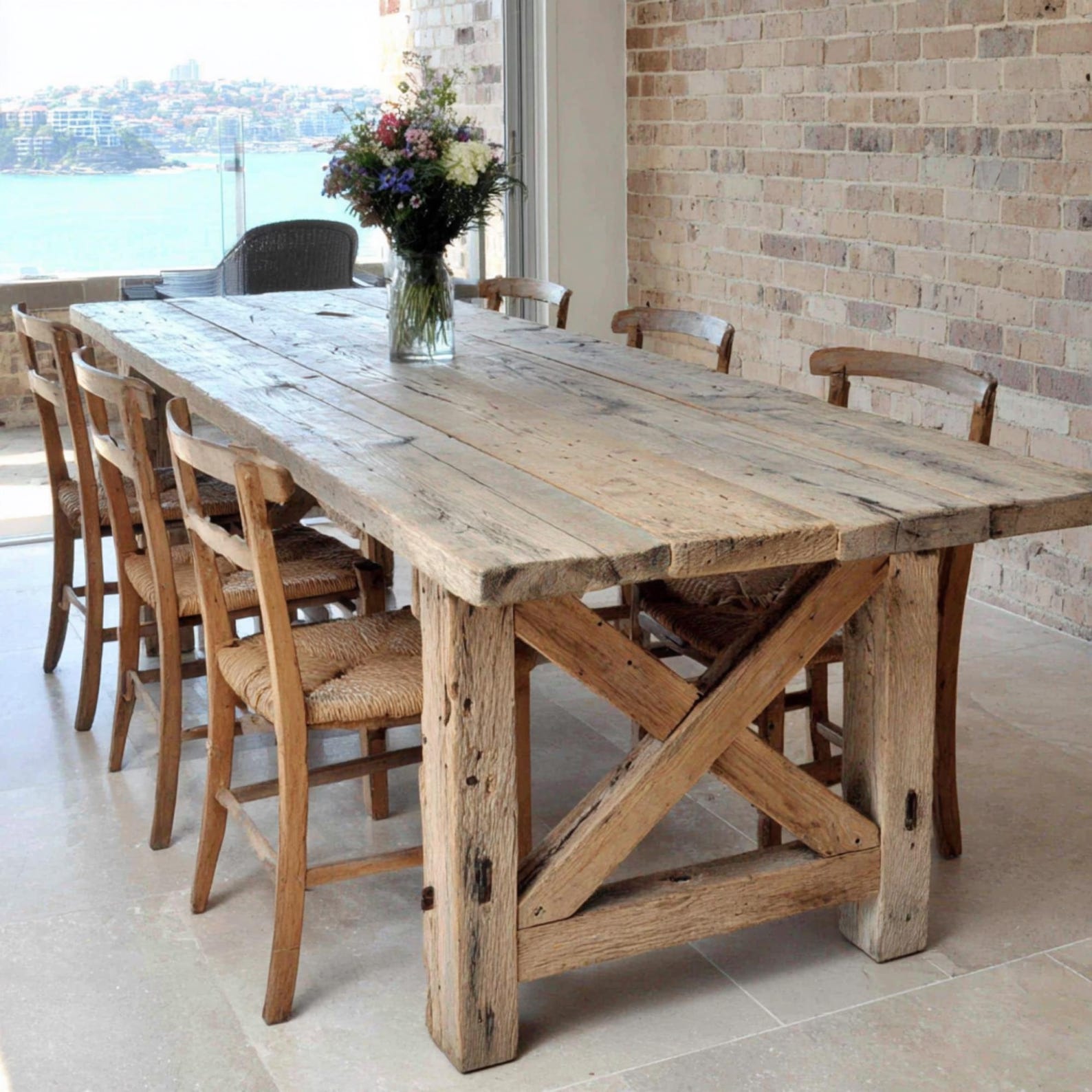 Handmade Rustic Wooden Dining Table – Custom Solid Wood Farmhouse Table ...