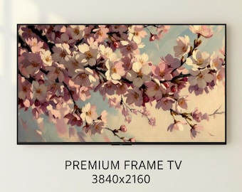 Paquete de arte para TV Spring Frame / Lluvia de flores de cerezo Samsung 4K / Colección Prado Floral / Pantalla mate optimizada para descarga instantánea