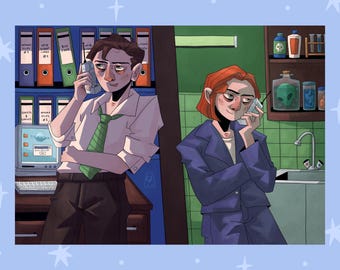 Stampa artistica del telefono di Mulder e Scully di X-Files