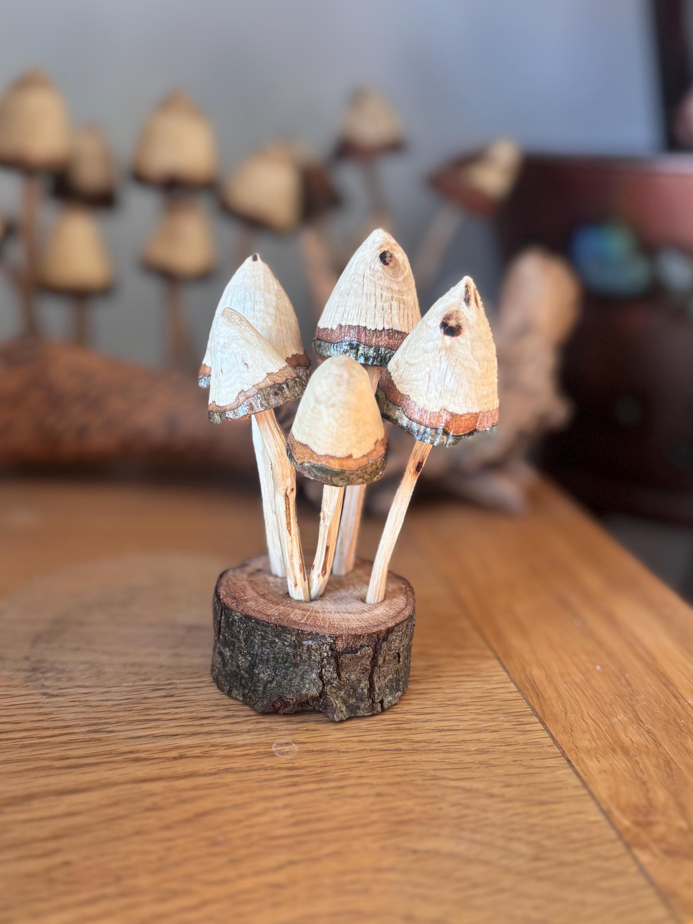 Hand-carved Oak Mushroom Cluster | Rustic Woodland Decor - Etsy