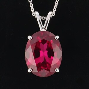 Collar con rubí rojo cultivado en laboratorio, colgante de plata de ley 925, solitario, colgante de talla ovalada, regalo para coleccionistas.