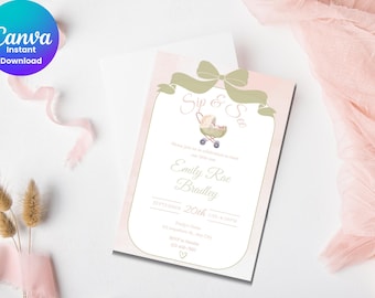 Invitación para la fiesta de bienvenida al bebé niña (Descarga instantánea)