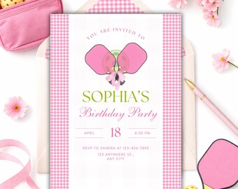 Pickleball Invitation, Pickleball Birthday Theme (Digital Download)