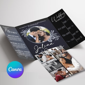 Photo Gatefold Wedding Invitation Template, Folded Wedding Trifold Invitation, Photo Booth Strip Folded Invitation, Canva Editable Template